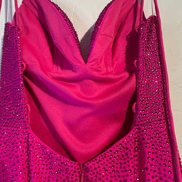 Sherri Hill Sparkling Fuchsia Gown - Picture 9 of 12